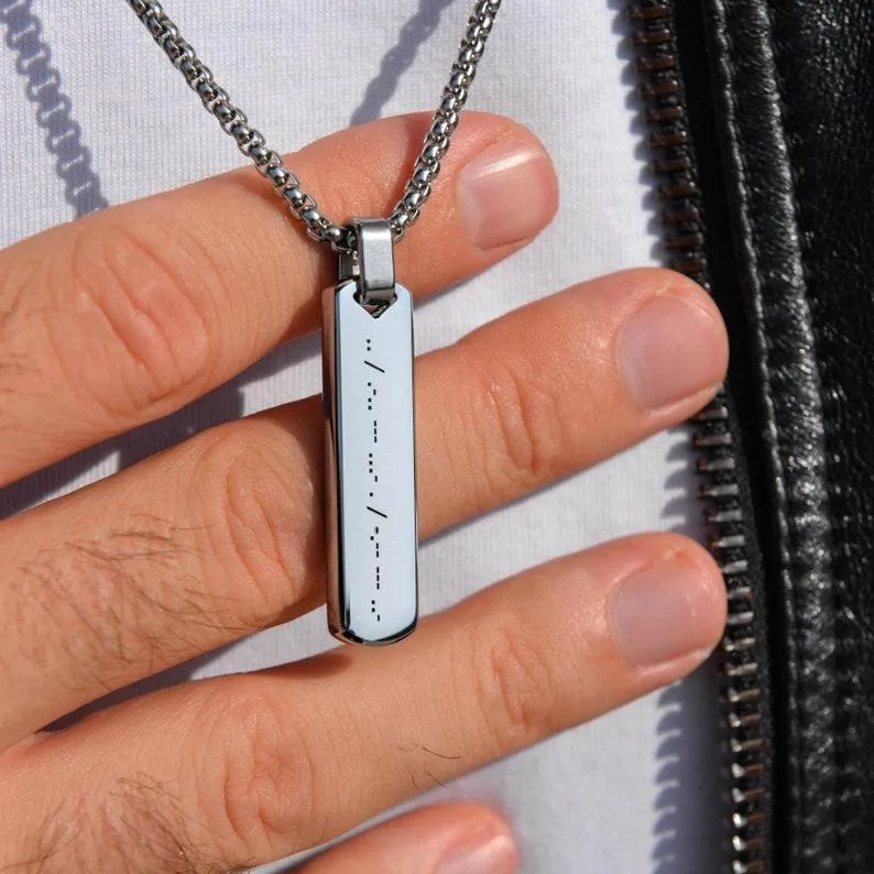 Personalized Morse Code Necklace Custom Secret Message Necklace Hidden Message Necklace for Him