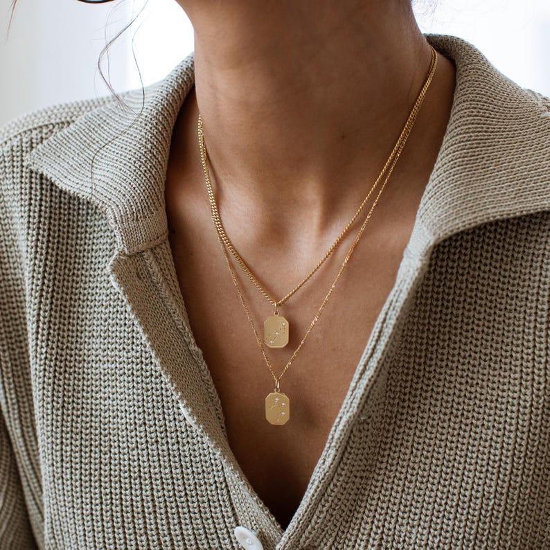 Custom Constellation Necklace - Personalized Zodiac & Horoscope Jewelry - Engraved Celestial Gift