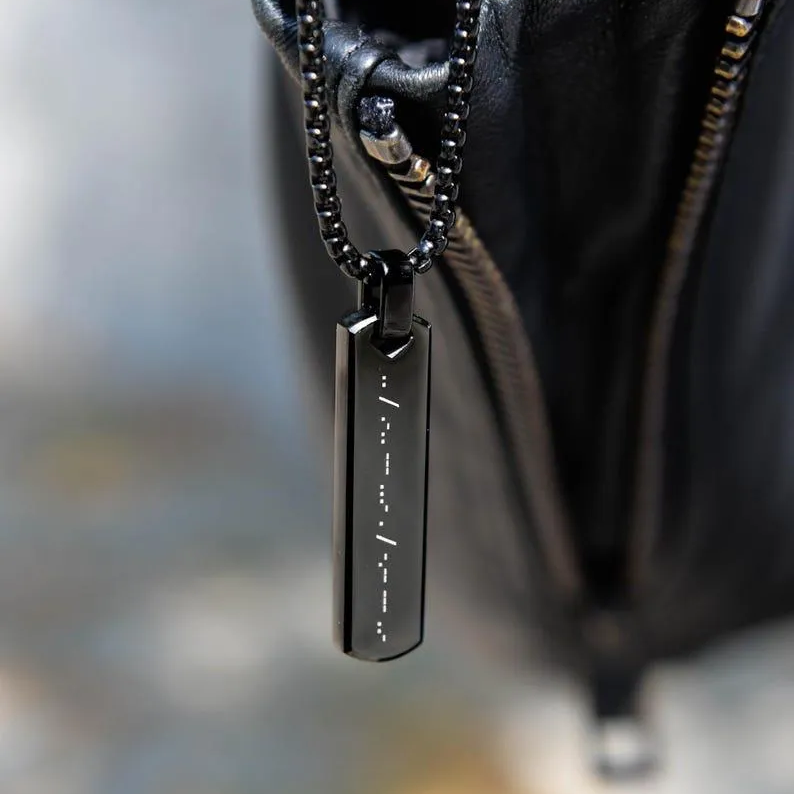 Personalized Morse Code Necklace Custom Secret Message Necklace Hidden Message Necklace for Him