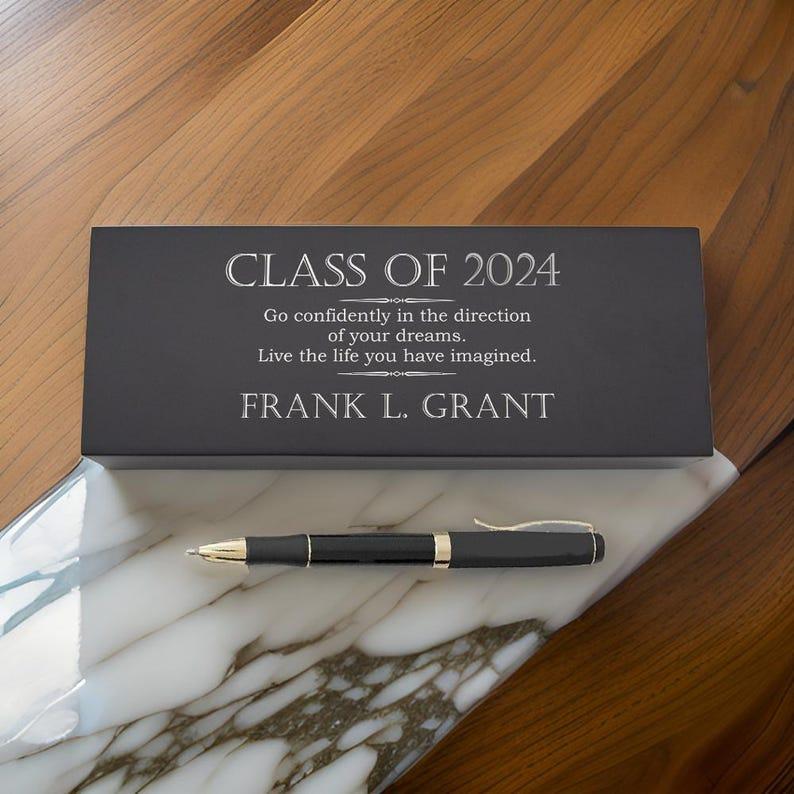 Engraved Graduation Pen with Wooden Case Set Class of 2025- Personalized Graduation Gift for Him / for Her / For Boyfriend