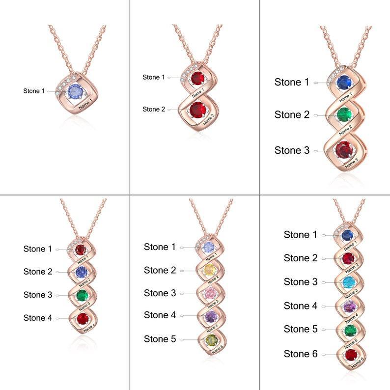 Personalized Name Necklace with Custom Birthstones Custom Birthstone Name Necklace Gifts for Moms, Families, Anniversaries