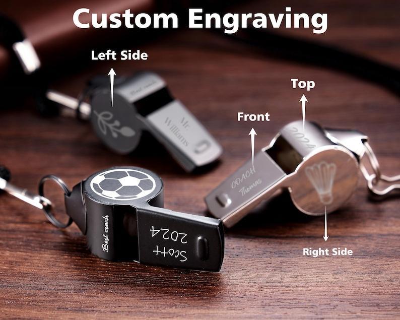 Personalised Whistle with Engraving, Custom Sport Gift for Football Basketball Volleyball Soccer Baseball Coach, Teacher Appreciation Gift - namenecklace
