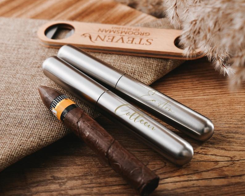 Customized cigar flask three-in-one,Sleek and Stylish Cigar Flask,Perfect Gift for Groomsmen and Cigar Connoisseurs,Ultimate Cigar Flask Set