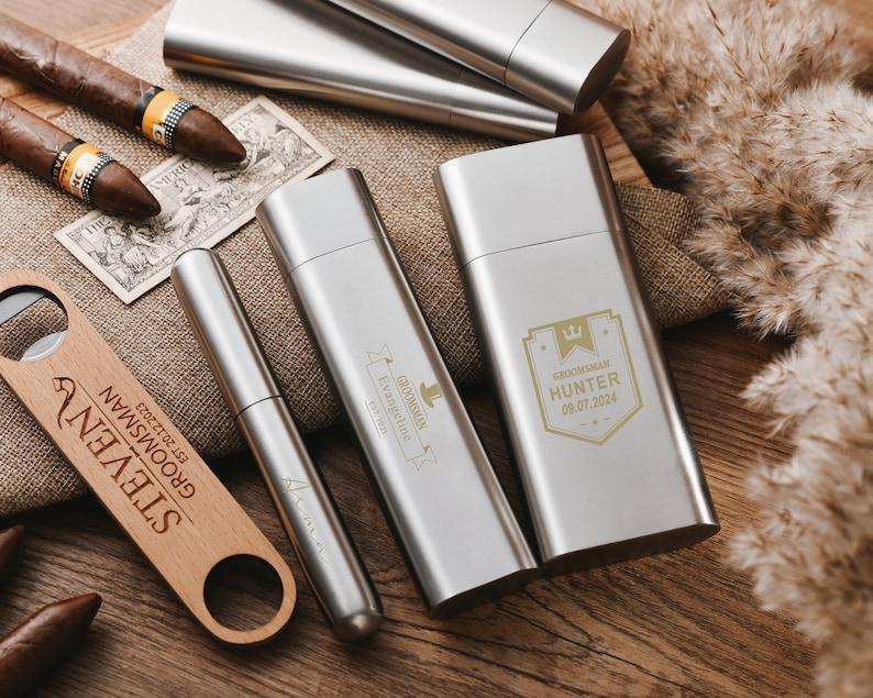 Customized cigar flask three-in-one,Sleek and Stylish Cigar Flask,Perfect Gift for Groomsmen and Cigar Connoisseurs,Ultimate Cigar Flask Set
