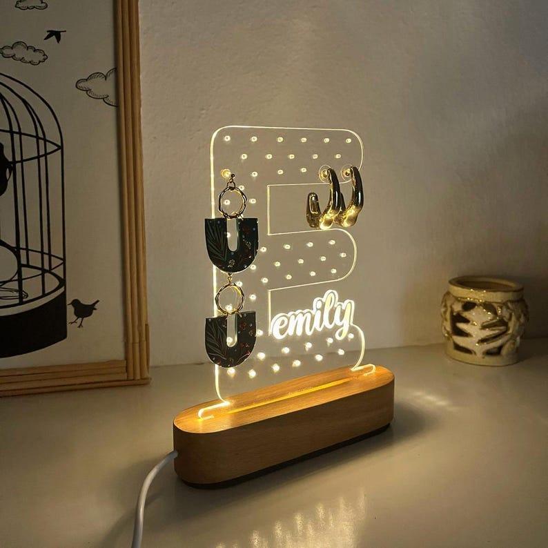 Personalized Earring Holder - Birthday Gift for Her, Custom Earring Display, Acrylic Jewelry Organizer, Teenage Girl Gifts, Gifts for Mom