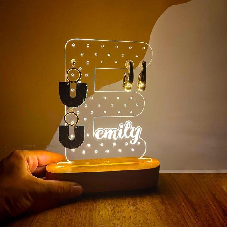 Personalized Earring Holder - Birthday Gift for Her, Custom Earring Display, Acrylic Jewelry Organizer, Teenage Girl Gifts, Gifts for Mom