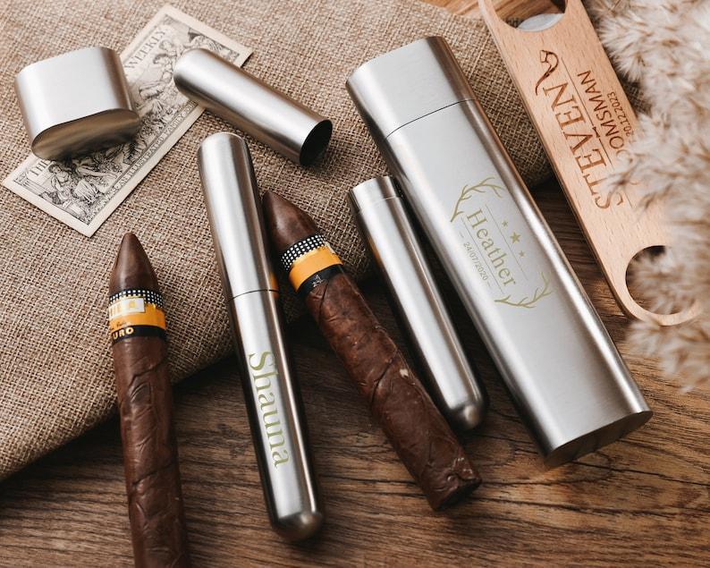 Customized cigar flask three-in-one,Sleek and Stylish Cigar Flask,Perfect Gift for Groomsmen and Cigar Connoisseurs,Ultimate Cigar Flask Set