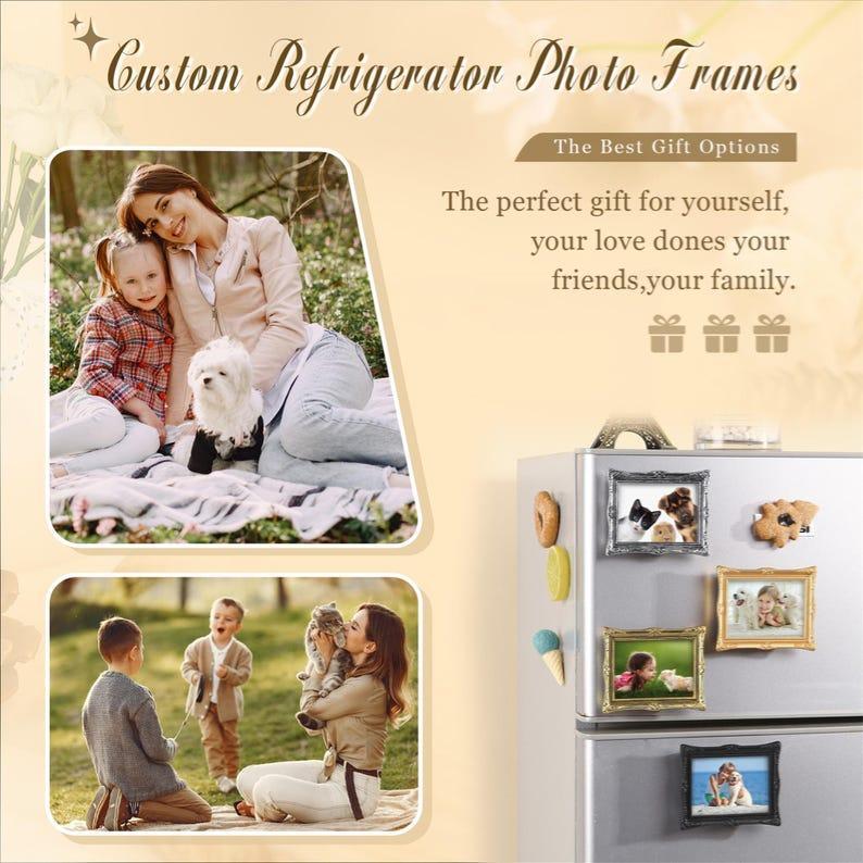 Custom Photo Fridge Magnets -Personalized Family Photos, Pet Photo Magnet Fridge Magnets Vintage 3D Photo Frames -Magnet Art - Vintage Decor