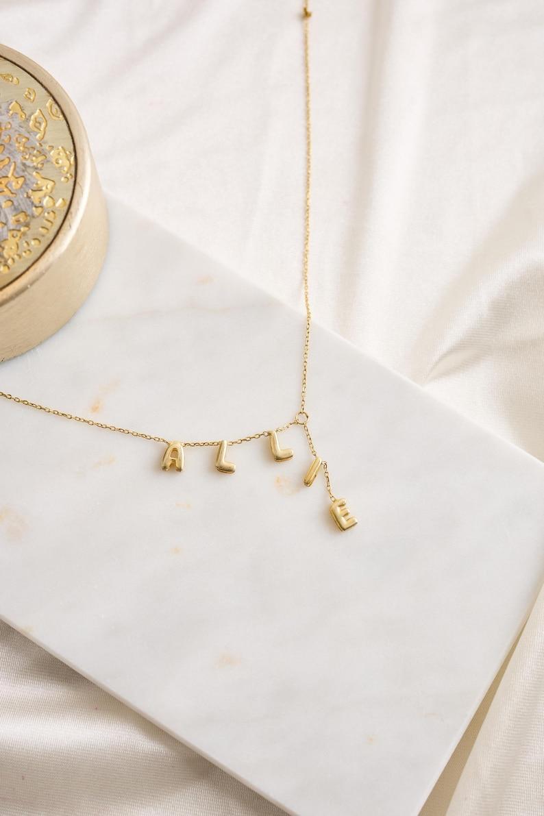 Personalized Lariat Name Necklace Custom Bubble Name Name Necklace Y Shape Name Necklace All Silver Letters Name Necklace Christmas Gift