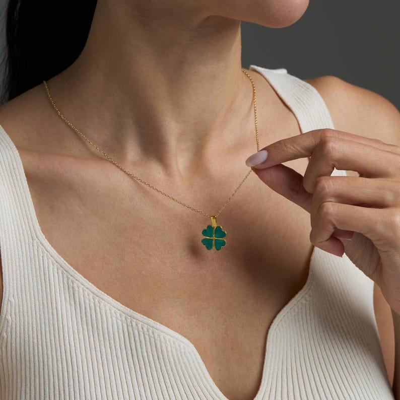 Custom Secret Message Green Clover Necklaces Personalized Hidden Secret Message Necklaces Name Necklace Gifts for Her