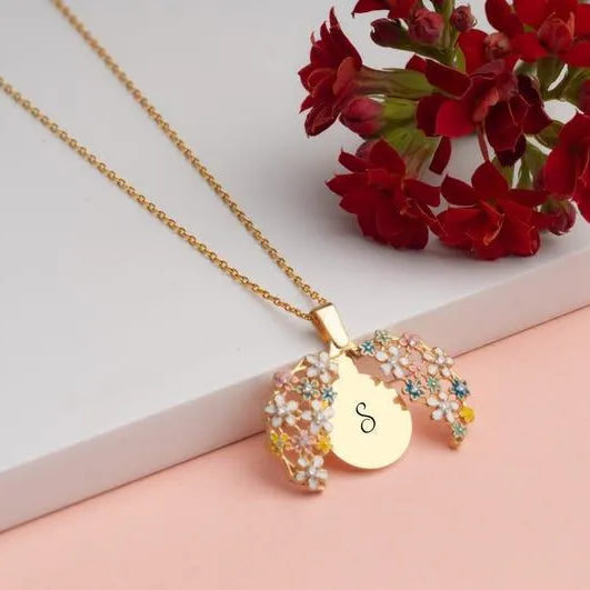 Custom Secret Message Flower Necklace Personalized Hidden Message Floral Jewelry Mother's Day Gifts