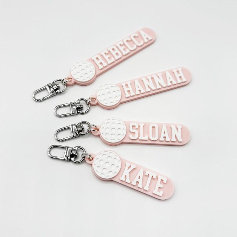 Custom Golf Ball Personalized Keychain / Keyring / Bag Tag / Name Tag - 3D Printed Plastic