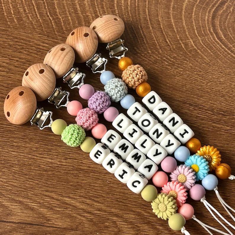 Personalized Pacifier Clip Custom Name Dummy Chain for Baby Custom Name Pacifier Holder Personalized Baby Dummy Clip