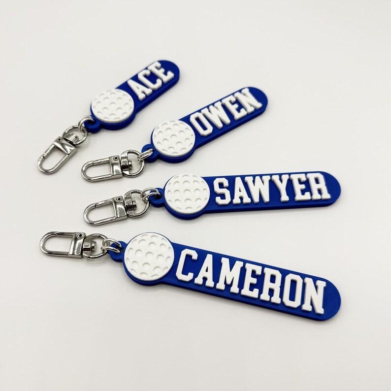Custom Golf Ball Personalized Keychain / Keyring / Bag Tag / Name Tag - 3D Printed Plastic