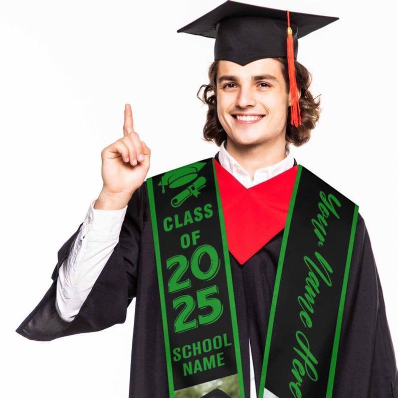 Custom Class of 2025 Graduation Stole,Personalized Graduation Sash with Photo, Graduation Gift for Senior, Personalized Text Name Grad Stole