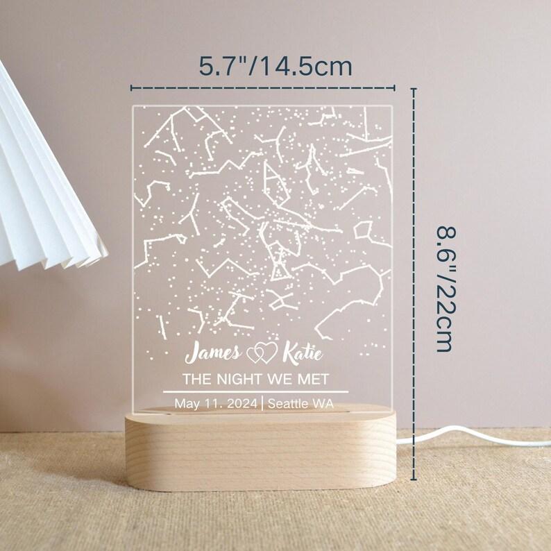 Custom Star Map Night Light by Date – Personalized Constellation Lamp, Unique Anniversary Gift, Engagement Present, Night Sky by Date Display