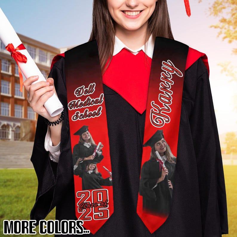 Personalized Graduation Stole Class of 2025, Custom Text Grad Stoles, Graduation Sash Gift for Her Him, School Name Stole, Gift for Graduate