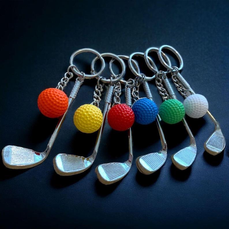 Golf Dad Personalised Keyring, Custom Engraved, Father's Day Gift, Best Golfer Ever, Golf Club, Golf Ball Charm, Daddy