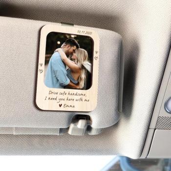 Personalized Car Visor Clip with Custom Photo | Drive Safe Gift | Valentine's Present for Boyfriend | Couple Photo Visor Decor 2025
