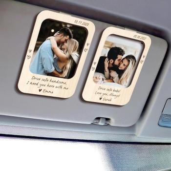 Personalized Car Visor Clip with Custom Photo | Drive Safe Gift | Valentine's Present for Boyfriend | Couple Photo Visor Decor 2025