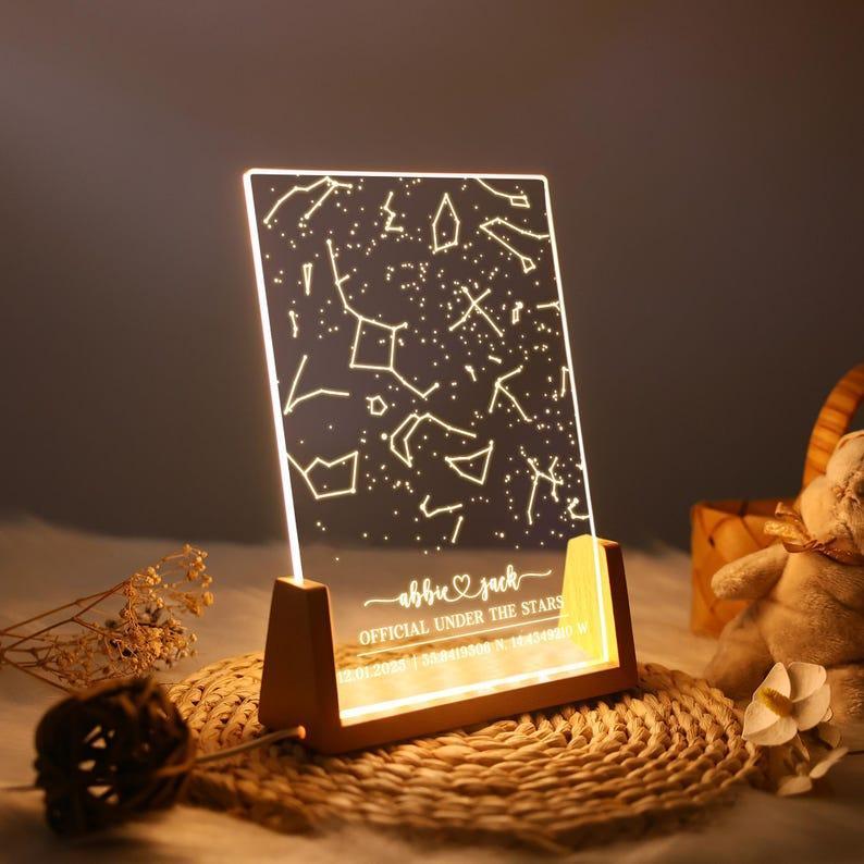 Personalized Star Map Night Light – Custom Constellation Lamp, Unique Date Night & Couples Gift, Anniversary, Engagement, Wedding Present
