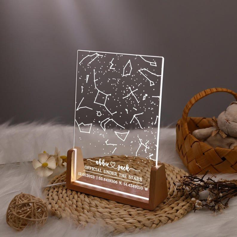 Personalized Star Map Night Light – Custom Constellation Lamp, Unique Date Night & Couples Gift, Anniversary, Engagement, Wedding Present