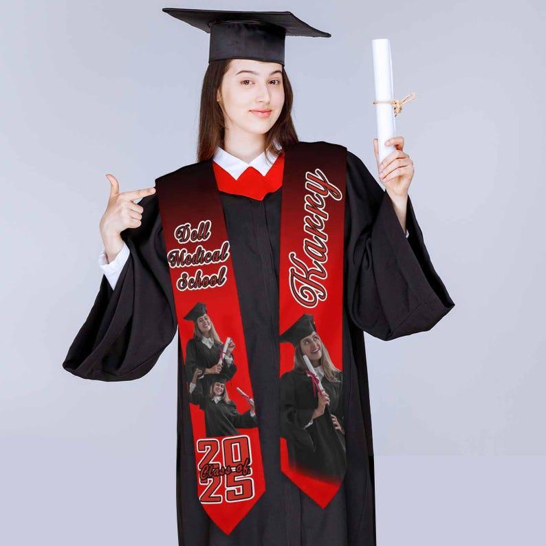 Personalized Graduation Stole Class of 2025, Custom Text Grad Stoles, Graduation Sash Gift for Her Him, School Name Stole, Gift for Graduate