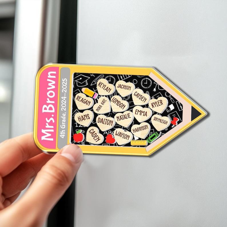 Personalized Teacher Appreciation Gift Custom Pencil Shaker Magnet Thank You Teacher End of Year Gift Locker Decor