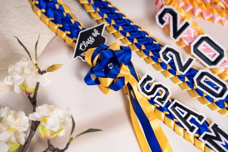 2025 Graduation Lei with Name, Braided Satin Ribbon Personalized, Senior Night Gift Lei, Personalized Custom Lei for Graduation