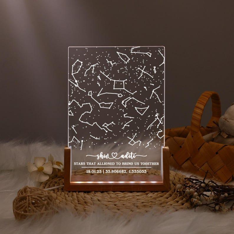 Personalized Star Map Night Light – Custom Constellation Lamp, Unique Date Night & Couples Gift, Anniversary, Engagement, Wedding Present