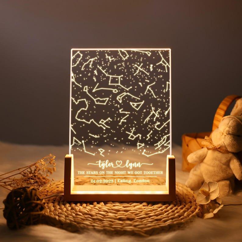 Personalized Star Map Night Light – Custom Constellation Lamp, Unique Date Night & Couples Gift, Anniversary, Engagement, Wedding Present