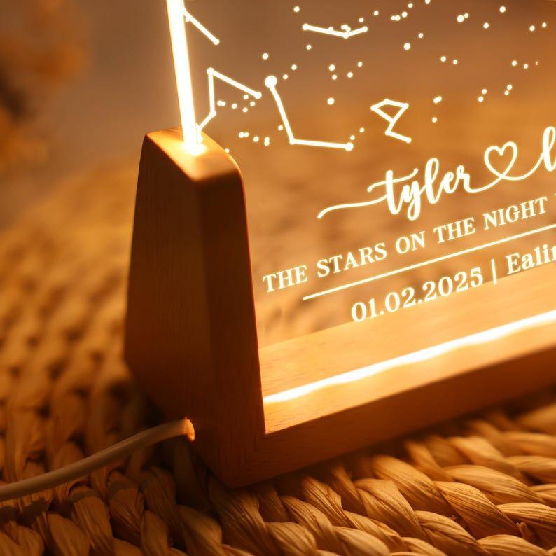 Personalized Star Map Night Light – Custom Constellation Lamp, Unique Date Night & Couples Gift, Anniversary, Engagement, Wedding Present