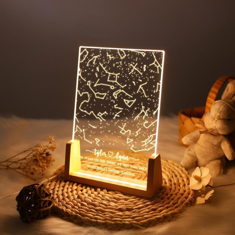 Personalized Star Map Night Light – Custom Constellation Lamp, Unique Date Night & Couples Gift, Anniversary, Engagement, Wedding Present