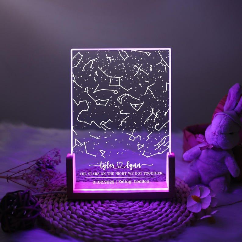 Personalized Star Map Night Light – Custom Constellation Lamp, Unique Date Night & Couples Gift, Anniversary, Engagement, Wedding Present