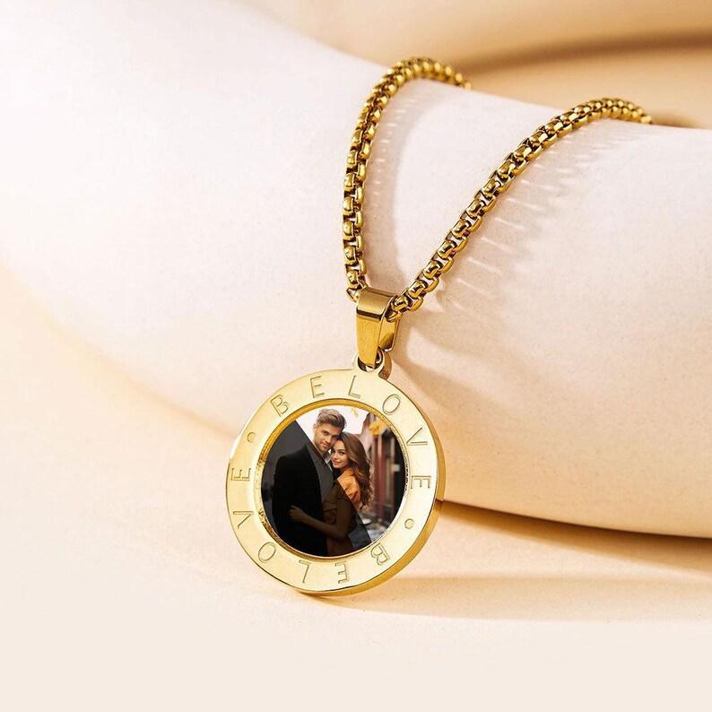 Custom Magic Photo Reveal Necklace Heat-Activated Hidden Image Locket Personalized Photo Necklace Gifts for Her