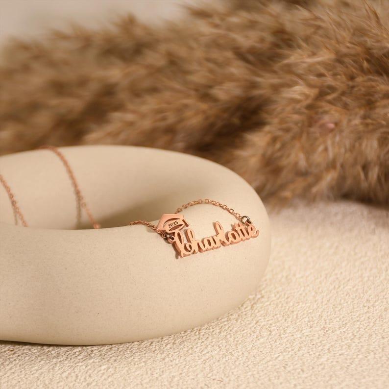 Personalized Graduation Necklace 2025, Personalized Bachelor Cap Necklace with Name, Graduation Jewelry Gift, Name Grad Cap Jewelry for Her