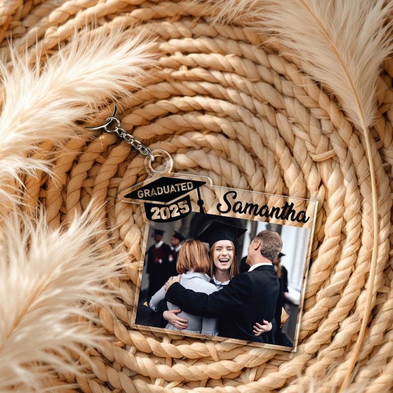 Acrylic Grad Photo Keychain, Graduate 2025 Key Holder, Custom Picture Keepsake, Proud Family Graduate Gift, Graduation Keepsake for Class