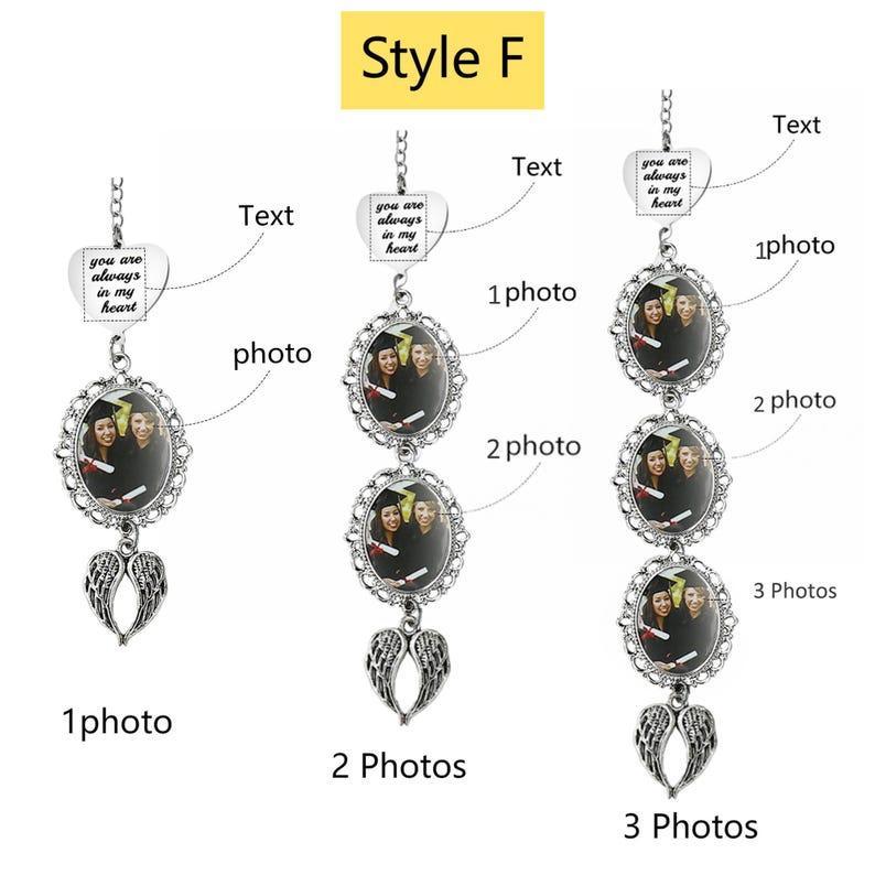 Custom Graduation Tassel Photo&Text Charm with Angel Wing,Memorial Gra
