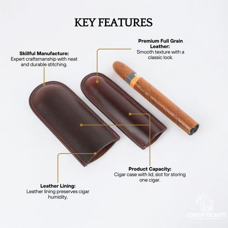 Personalized Leather 1-Slot Cigar Case Custom Engraved Single Cigar Holder Premium Leather Gift for Him