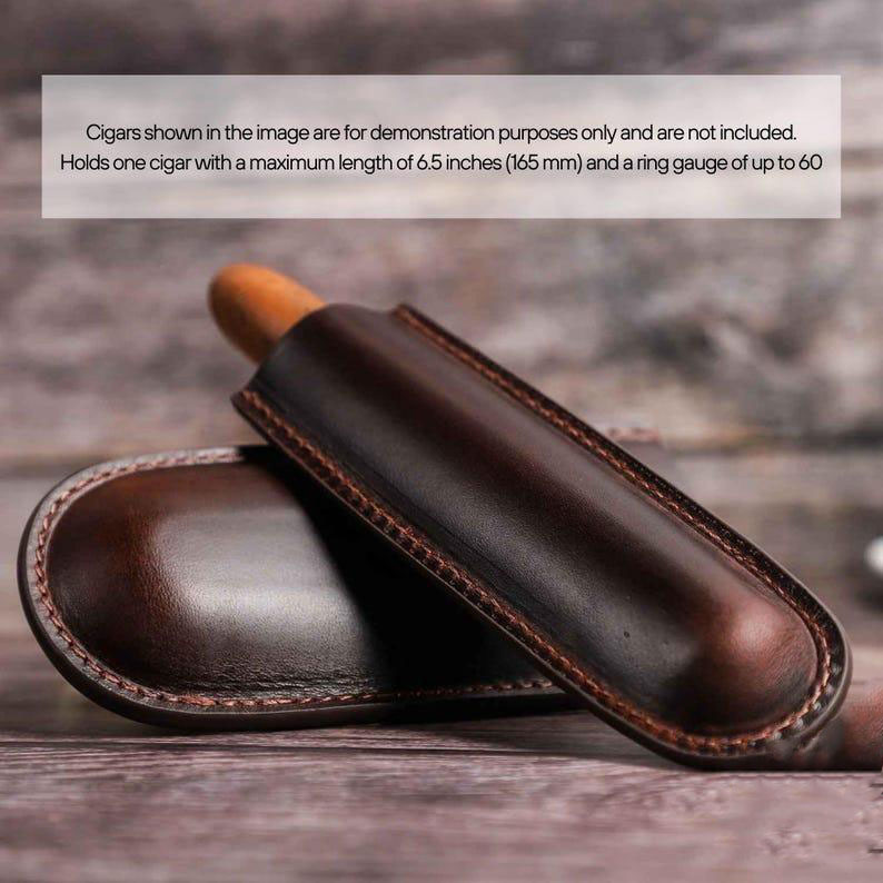 Personalized Leather 1-Slot Cigar Case Custom Engraved Single Cigar Holder Premium Leather Gift for Him