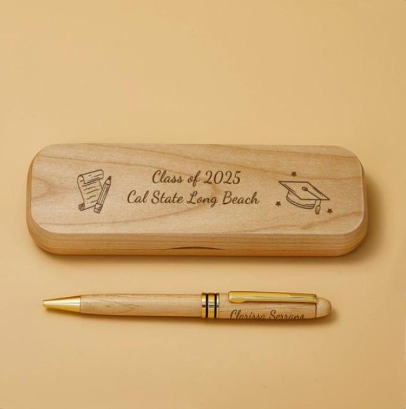 Personalized Graduation Engraved Wood Pen Set, Custom Gift for Graduation, Custom Class of 2025 Gift, Personalized Graduation 2025 Pen Set