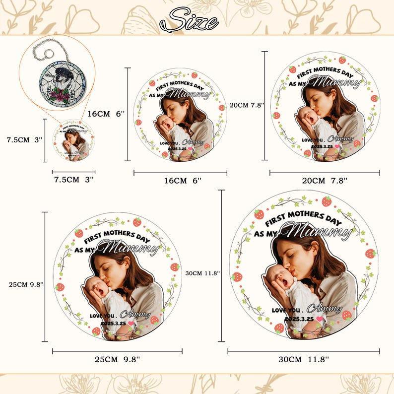 First Mother's Day Suncatcher Custom Stained Glass Keepsake for Mummy Personalized Ornaments Gift for Mother's Day