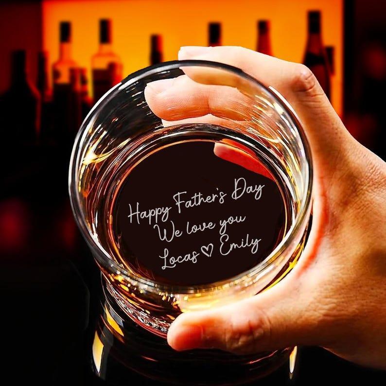 Engraved Whiskey Glass with Custom Photo Text, Custom Father's Day Gift for Dad, Gift for Dad and Husbands, Personalized Photo Whiskey Glass