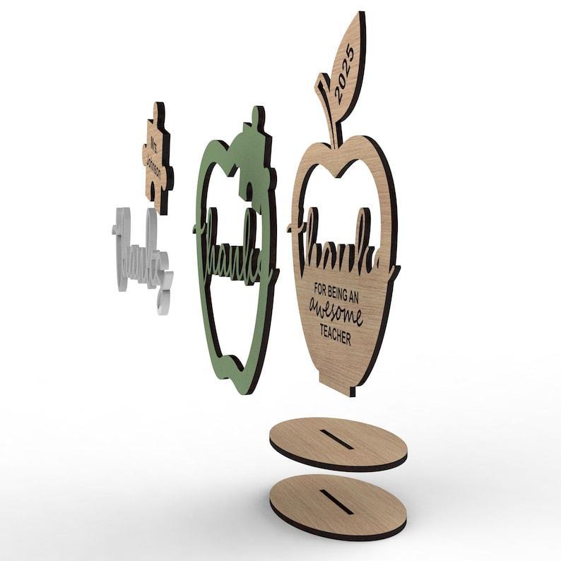 Personalized Teacher Appreciation Gift Custom Apple Thank You Sign for Teachers End of Year Teacher Gift Custom Teachers Appreciation Sign Custom Apple Puzzle Piece Gift