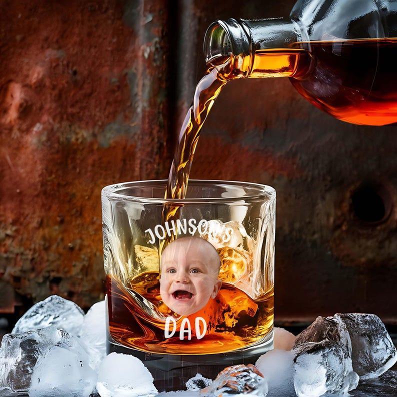 Custom Baby Face Whiskey Glass For Dad, Custom Engraving Photo Whiskey Glass, Father's Day Gift for Dad, Custom Kids Photo Fathers Day Gift