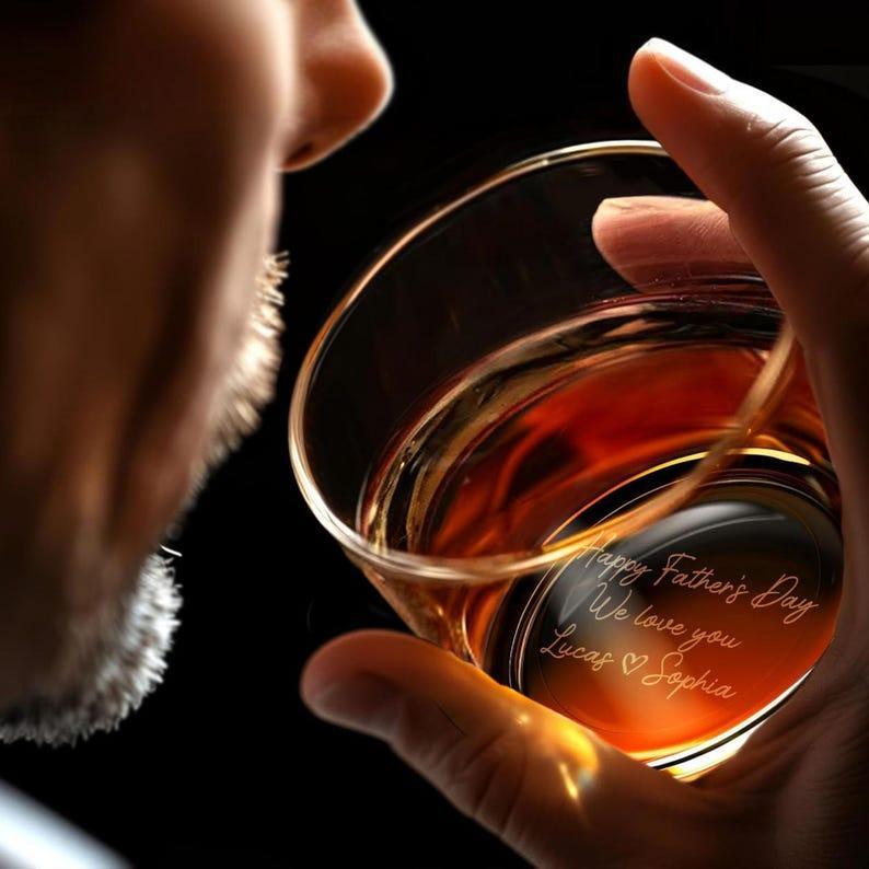 Engraved Whiskey Glass with Custom Photo Text, Custom Father's Day Gift for Dad, Gift for Dad and Husbands, Personalized Photo Whiskey Glass