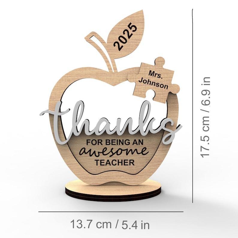 Personalized Teacher Appreciation Gift Custom Apple Thank You Sign for Teachers End of Year Teacher Gift Custom Teachers Appreciation Sign Custom Apple Puzzle Piece Gift