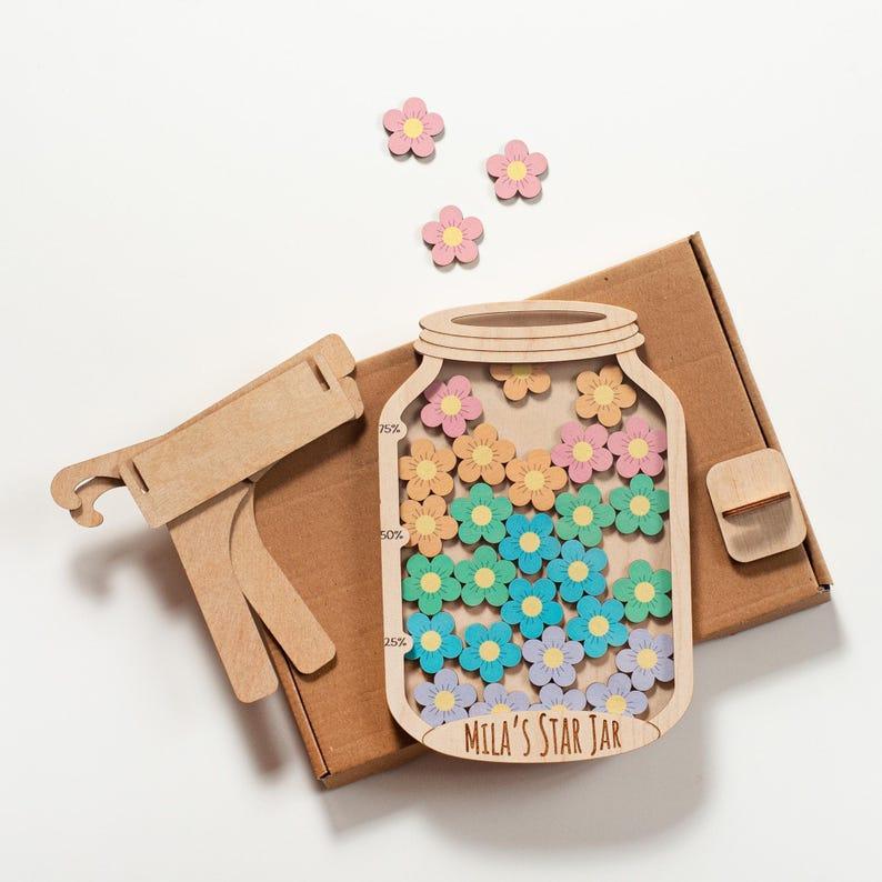 Personalized Kids' Reward Jar Custom Name Reward Jar for Kids Fun Behavior Chart & Chore System with Star Tokens