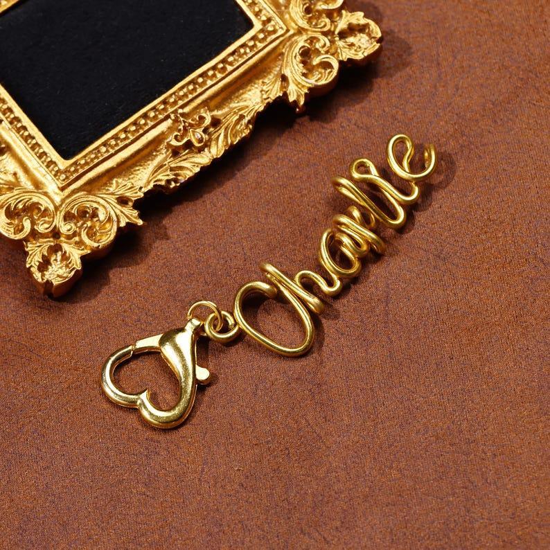 Personalized Heart Keychain Customizable Wire Name Keychain Handmade Heart Bag Charm with Custom Initials