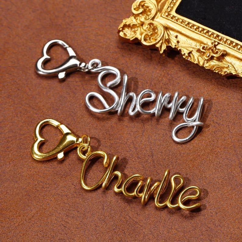 Personalized Heart Keychain Customizable Wire Name Keychain Handmade Heart Bag Charm with Custom Initials